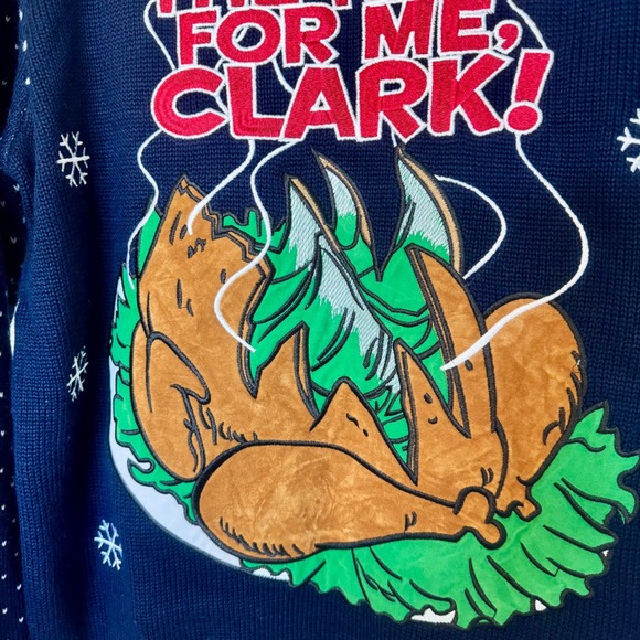 Men's Christmas Vacation 'Save The Neck for Me Clark' Sweater Mens L Wool Blend - Picture 4 of 10
